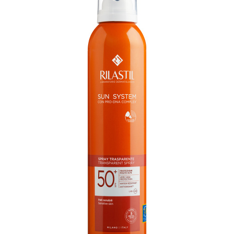 RILASTIL SUN SYSTEM TRANSPARENT SPRAY+ SPF50+ слънцезащитен аерозолен спрей за тяло 200ml