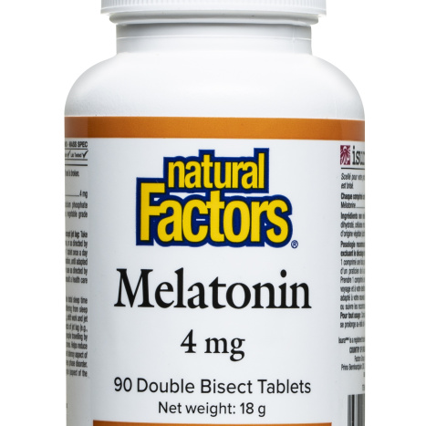 NATURAL FACTORS MELATONIN 4mg при безсъние (с две делителни черти) x 90 Double Bisect tabl