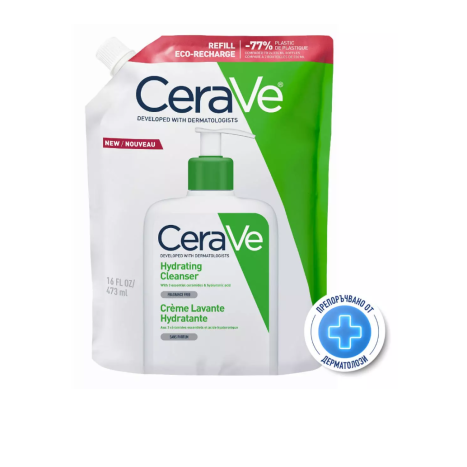 CERAVE измиващ крем хидратиращ,лице и тяло 473ml рефил