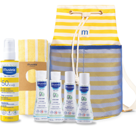 MUSTELA PROMO SUN за цялото семейство SPF50+ спрей 200ml + 4 бр мини продукти+ Раница+ Кърпа