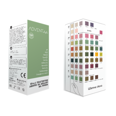 ADVENT LIFE Реагентни ленти за анализ на урина- 100бр (с проба от урина)- 10в1