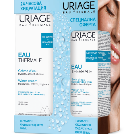 URIAGE PROMO EAU THERMALE термален хидратиращ крем 40ml + EAU THERMALE околоочен крем 15ml