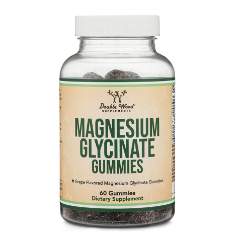 DOUBLE WOOD Magnesium Glycinate Gummies Магнезий бисглицинат Гъми желирани таблетки, с вкус на грозде x 60 gummies