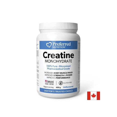 NATURAL FACTORS Preferred NUTRITION CREATINE MONOHYDATE (5000mg per Serving) Креатин монохидрат (микронизиран) за мускулна сила и издържливост, на прах x 400g