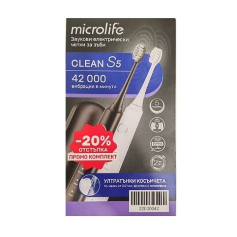 MICROLIFE PROMO Clean S5 black + Clean S5 white - sonic electric toothbrushes
