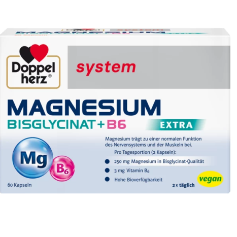 DOPPELHERZ AKTIV Magnesium bisglycinate + vitamin B6 Extra x 60 caps