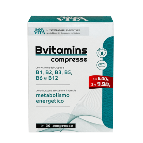 PALADIN PHARMA SANAVITA Bvitamins Compresse (B1, B2, B3, B5, B6 e B12) Витамини В-Комплекс за енергиен метаболизъм x 30 tabl