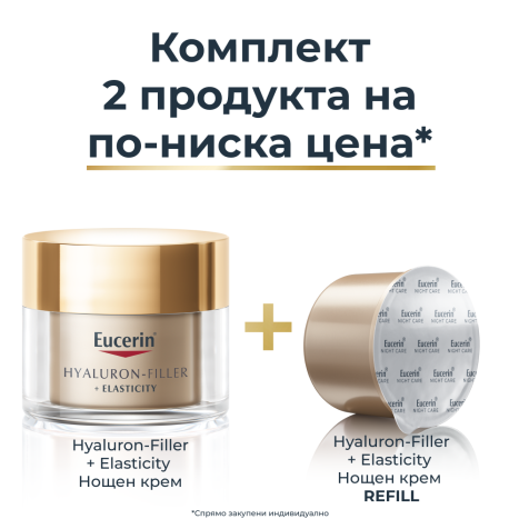 EUCERIN PROMO HYALURON FILLER + ELASTICITY нощен крем 50ml + рефил 50ml