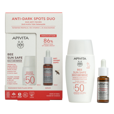 APIVITA PROMO BEE SUN SAFE DAILY AGE REPAIR SPF50 флуид против тъмни петна и бръчки 50ml + C15 Propolis Correct серум 10ml