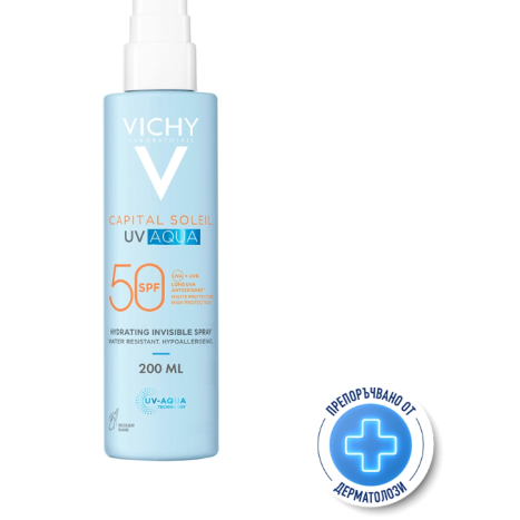 VICHY SOLEIL SPF50 UV AQUA слънцезащитен спрей за тяло 200ml