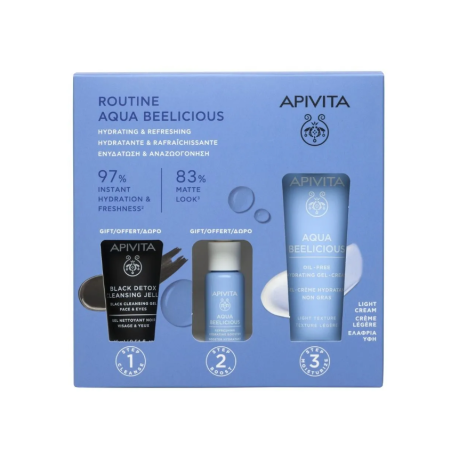 APIVITA PROMO AQUA BEELICIOUS гел-крем 40ml + Хидратиращ бустер 10ml + Черен детокс гел 15ml