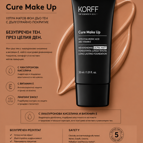 KORFF CURE MAKE UP NEVERENDING ULTRA MATT LONG LASTING  FOUNDATION 05/02980-