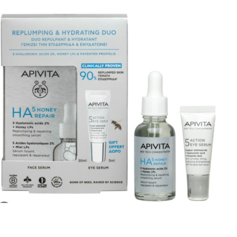 APIVITA PROMO НА5 Honey Repair Уплътняващ серум 30ml + 5 Action Eye Serum серум с 5 действия за околоочен контур 5ml