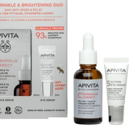 APIVITA PROMO С15 Propolis Correct Антиоксидантен серум 30ml +  5 Action Eye Serum серум с 5 действия за околоочен контур 5ml