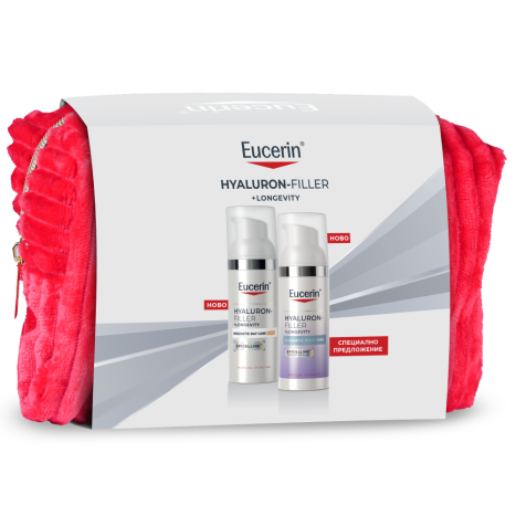 EUCERIN PROMO HYALURON FILLER EPIGENETIC SPF30дневен крем 50ml + нощна грижа 50ml+ несесер