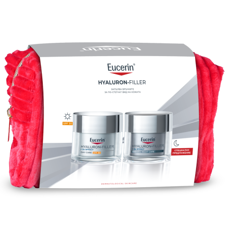EUCERIN PROMO HYALURON FILLER дневен крем SPF30 50ml + ношен крем 50ml + несесер