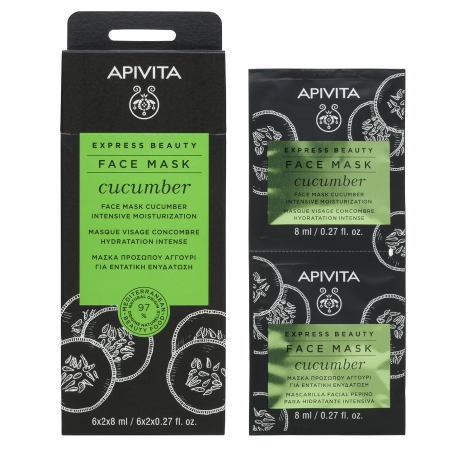 APIVITA Интензивна хидратираща маска за лице с краставица 2x8ml опаковка x 6