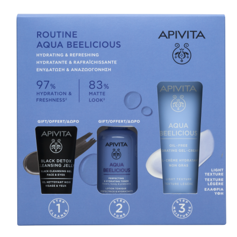 APIVITA PROMO AQUA BEELICIOUS gel-cream 40ml + detox gel 15ml + tonic 50ml