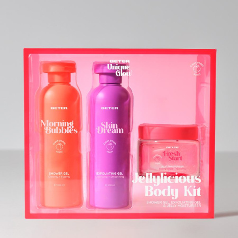 BETER Kit bano Body mist, body Scrub, Jelly Moisturizer Unique Glow /14089