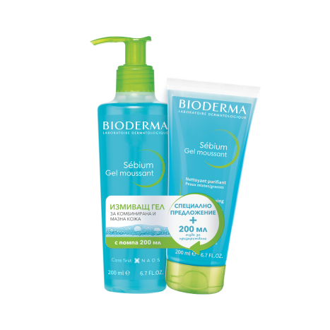 BIODERMA PROMO SEBIUM washing gel pump 200ml + washing gel tube 200ml