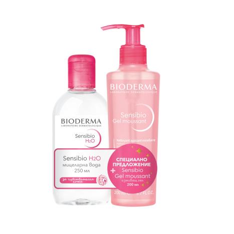 BIODERMA PROMO SENSIBIO H2O мицеларна вода 250ml + измивен гел 200ml