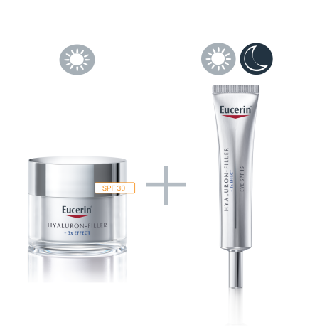 EUCERIN PROMO HYALURON FILLER SPF30 day cream 50ml + eye cream 15ml -30%