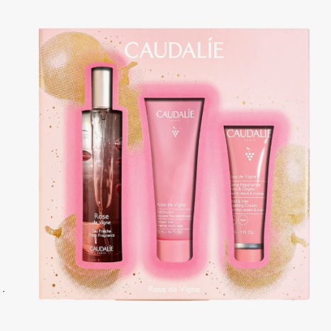 CAUDALIE PROMO Rose de Vigne Свеж Аромат 50ml + Rose de Vigne душ гел 50ml + Rose de Vigne Възстановяващ крем за ръце и нокти 30ml