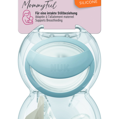NUK Биберон залъгалка силикон  0-9мес. Mommy Feel синя/сива х 2бр
