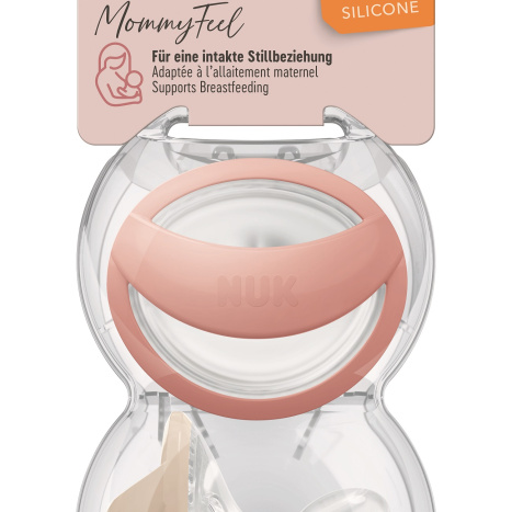 NUK Биберон залъгалка силикон  0-9мес. Mommy Feel розова/бежова х 2бр