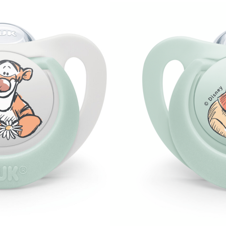 NUK бибeрон залъгалка силикон 0-6мес. Мечо пух х 2бр