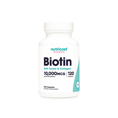 NUTRICOST BIOTIN Биотин с Фолат и Колаген за коса, кожа и нокти х 120 caps