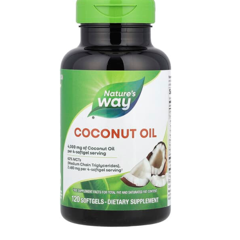 NATURES WAY COCONUT OIL Pure Extra Virgin 1000mg контрол на теглото x 120 softgels