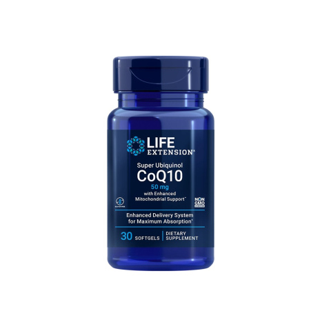 LIFE EXTENSION SUPER UBIQUINOL CoQ10 50mg with Enhanced Mitochondrial Support  Коензим Q10 (убиквинол) 50mg + Шилажит 50mg Антиоксидантна формула x 30 softgel caps