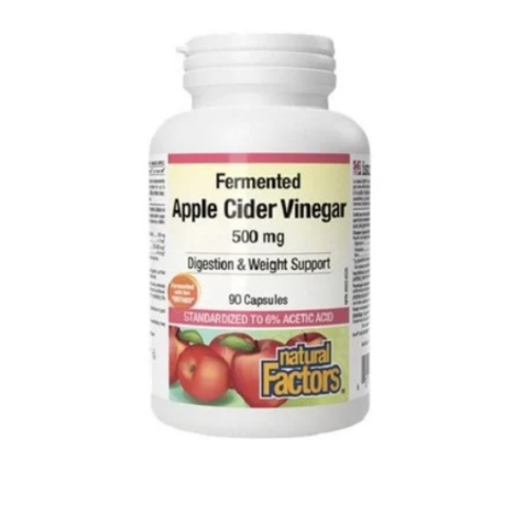 NATURAL FACTORS APPLE CIDER VINEGAR Ябълков оцет 500mg x 90 caps