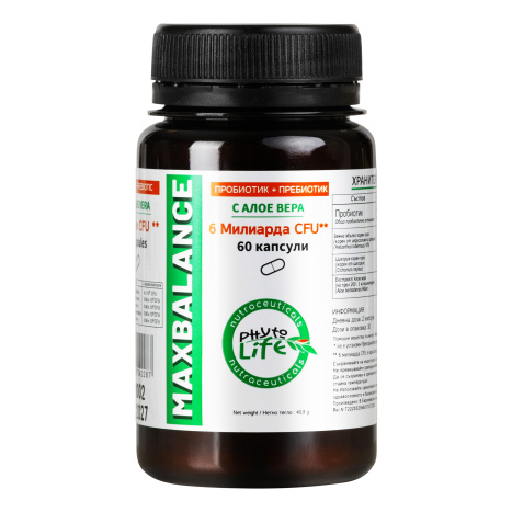 PHYTO LIFE MAXBALANCE пробиотик + пребиотик с алое вера x 60 caps