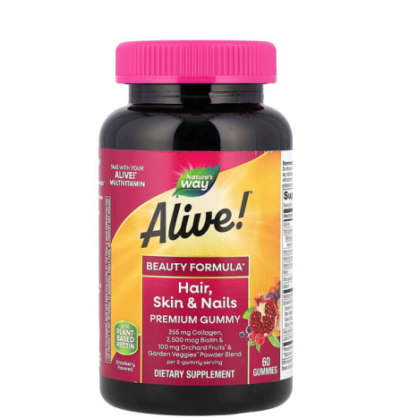 NATURES WAY ALIVE Premium Hair, Skin & Nails Formula x 60 Gelatin Tablets