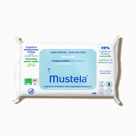 MUSTELA BEBE мокри кърпички 99% вода натурални съставки без парфюм x 60