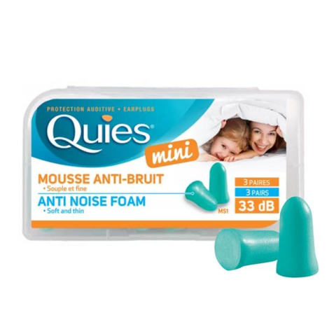 QUIES ANTI NOISE FOAM Mini Тапи за уши Мини от мека полиуретанова пяна 35 dB за многократна употреба за деца и възрастни, 3 чифта