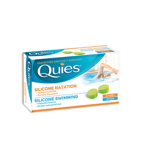 QUIES SILICONE SWIMMING Меки водоустойчиви силиконови тапи за уши за многократна употреба за възрастни, 3 чифта