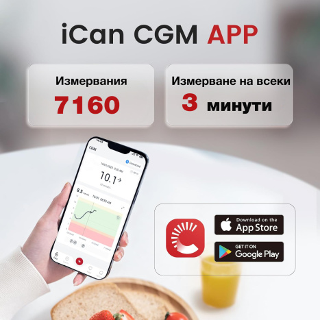 CGM Sinocare ICan 3 система за непрекъснато наблюдение на глюкозата 1 брой x 15 дни